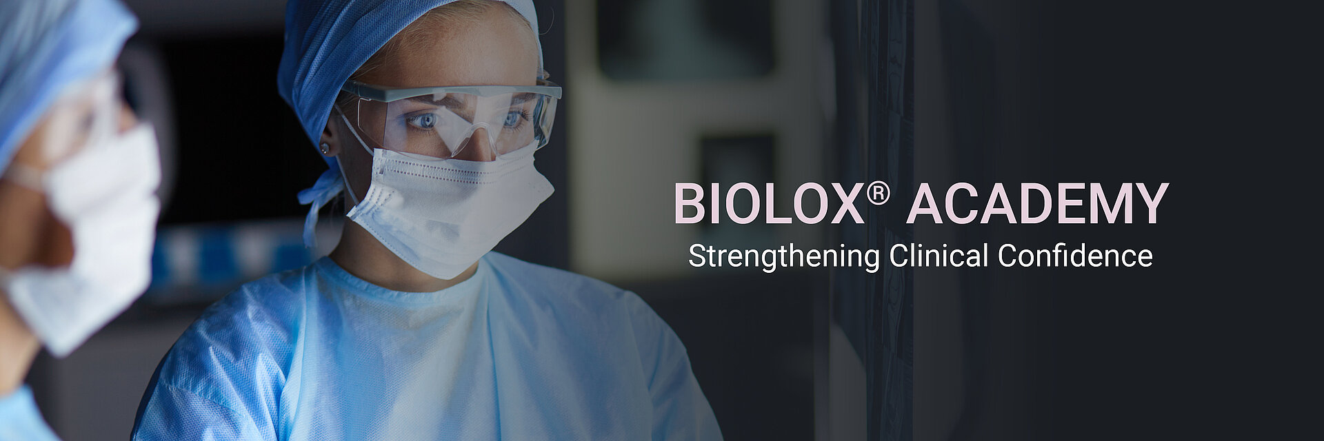 Healthcare professional reviewing clinical imaging as part of BIOLOX® ACADEMY ceramic implant technology education.